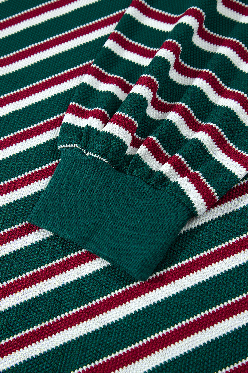 Green Stripe Striped Colorblock Round Neck Long Sleeve Shift Plus Size Sweatshirt