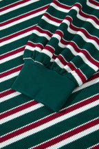 Green Stripe Striped Colorblock Round Neck Long Sleeve Shift Plus Size Sweatshirt