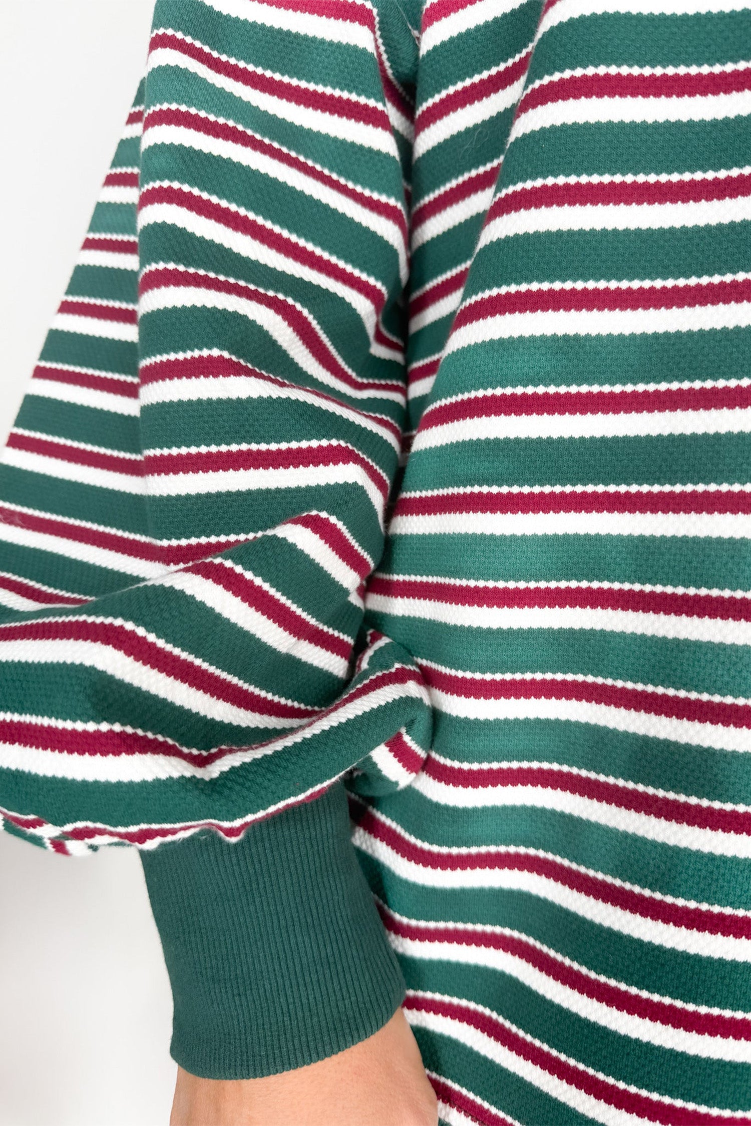 Green Stripe Striped Colorblock Round Neck Long Sleeve Shift Plus Size Sweatshirt