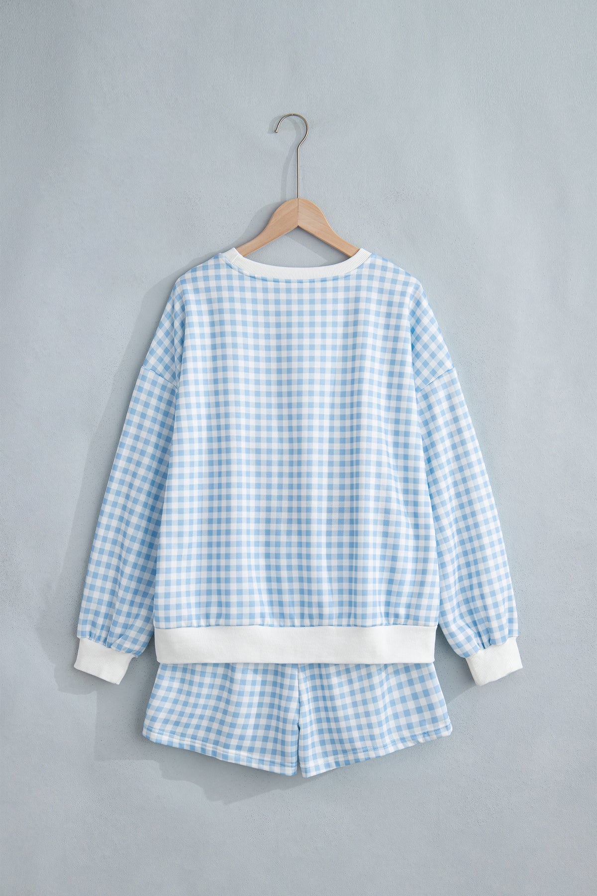 Yellow Plaid Baggy Pullover Drawstring Casual Shorts 2pcs Outfit