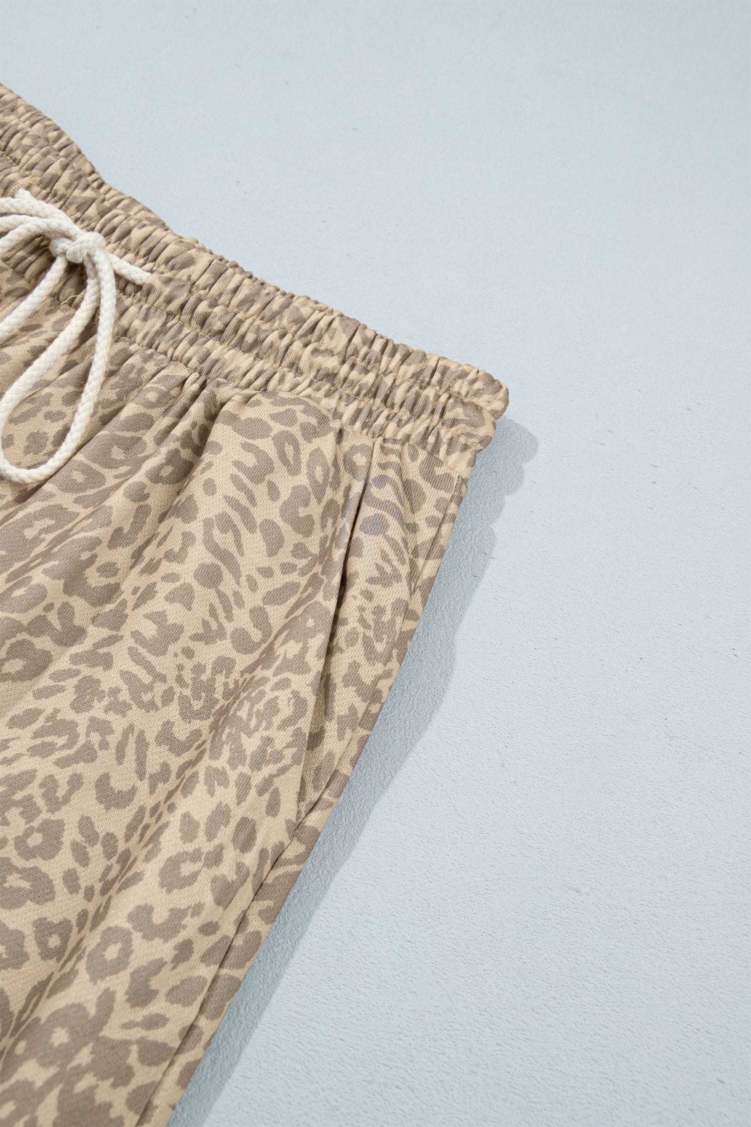 Khaki Leopard Star Print Long Sleeve Loose Casual Two Piece Pants Set