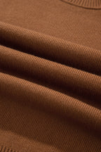 Chestnut Oversized Ribbed Knit Long Sleeve Tunic Plus Size Sweater
