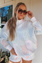 Multicolour Floral Quilted Mock Neck Top and Short Set