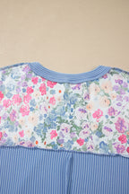 Multicolour Floral Print Round Neck Long Sleeve Top