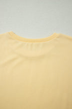 Yellow  Eyelet Lace Patchwork Sleeve Short 2pcs Outfit
