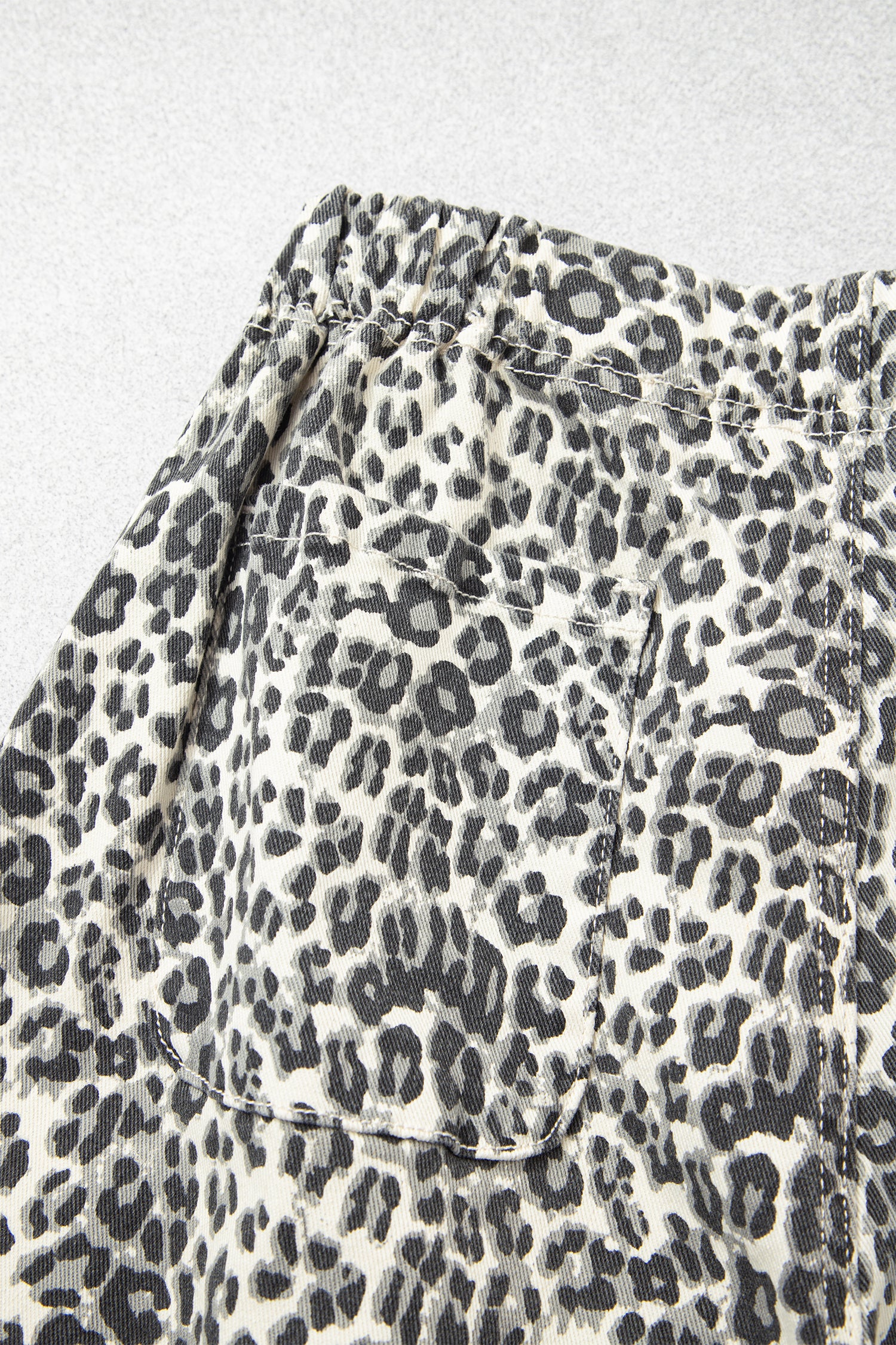 Brown Leopard Print Rainbow Striped Detail Buttoned Loose Jogger Jeans