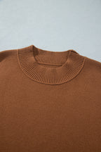 Chestnut Oversized Ribbed Knit Long Sleeve Tunic Plus Size Sweater