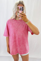 Rose Red Mineral Washed Oversized Tee