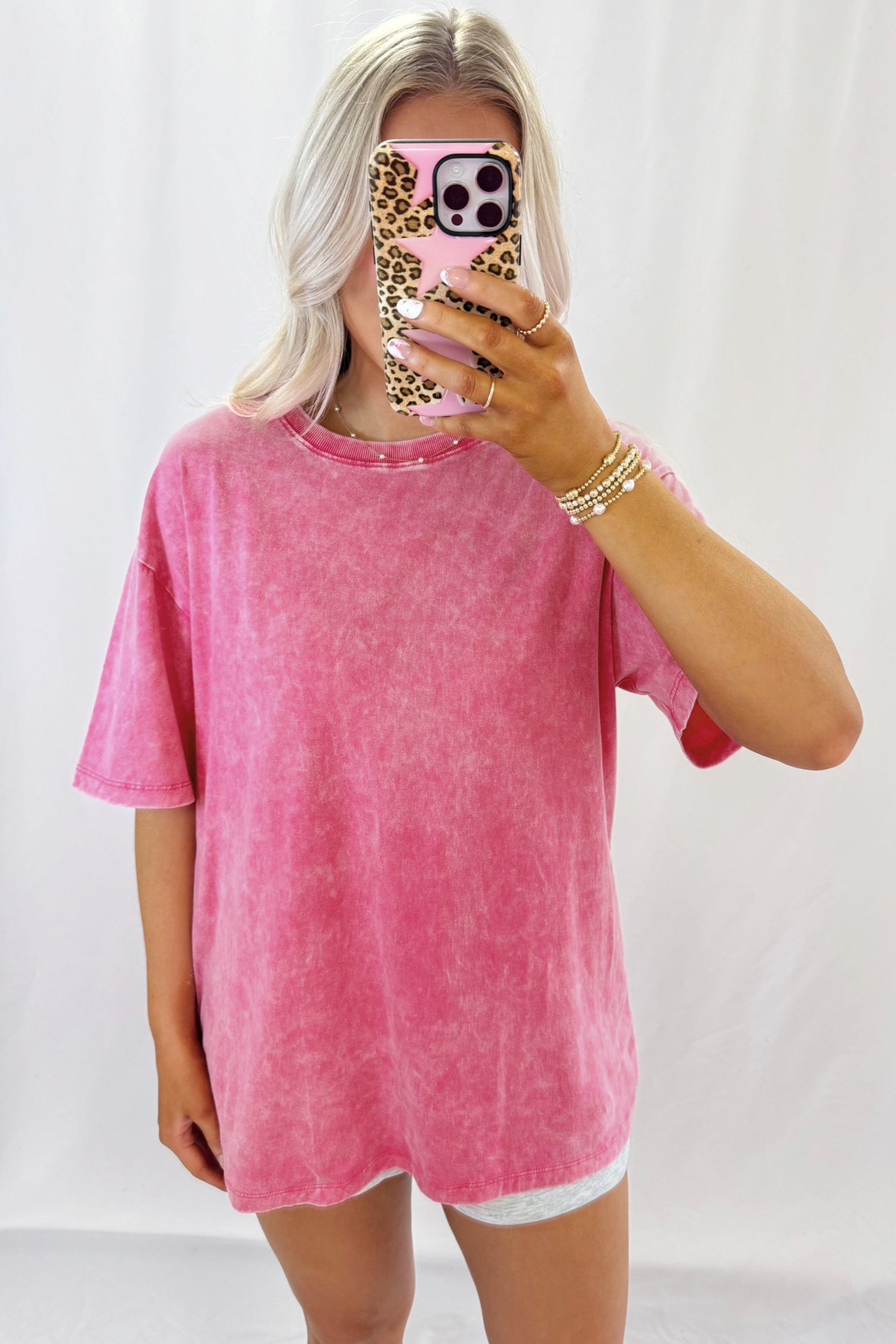 Rose Red Mineral Washed Oversized Tee