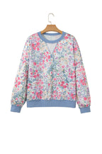 Multicolour Floral Print Round Neck Long Sleeve Top