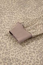 Khaki Leopard Star Print Long Sleeve Loose Casual Two Piece Pants Set