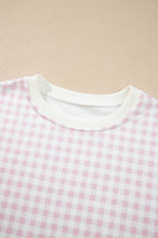 Yellow Plaid Baggy Pullover Drawstring Casual Shorts 2pcs Outfit