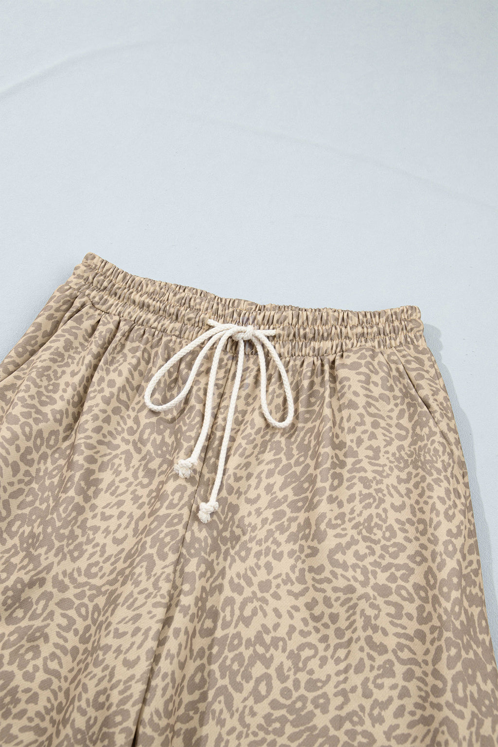 Khaki Leopard Star Print Long Sleeve Loose Casual Two Piece Pants Set