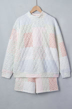 Multicolour Floral Quilted Mock Neck Top and Short Set