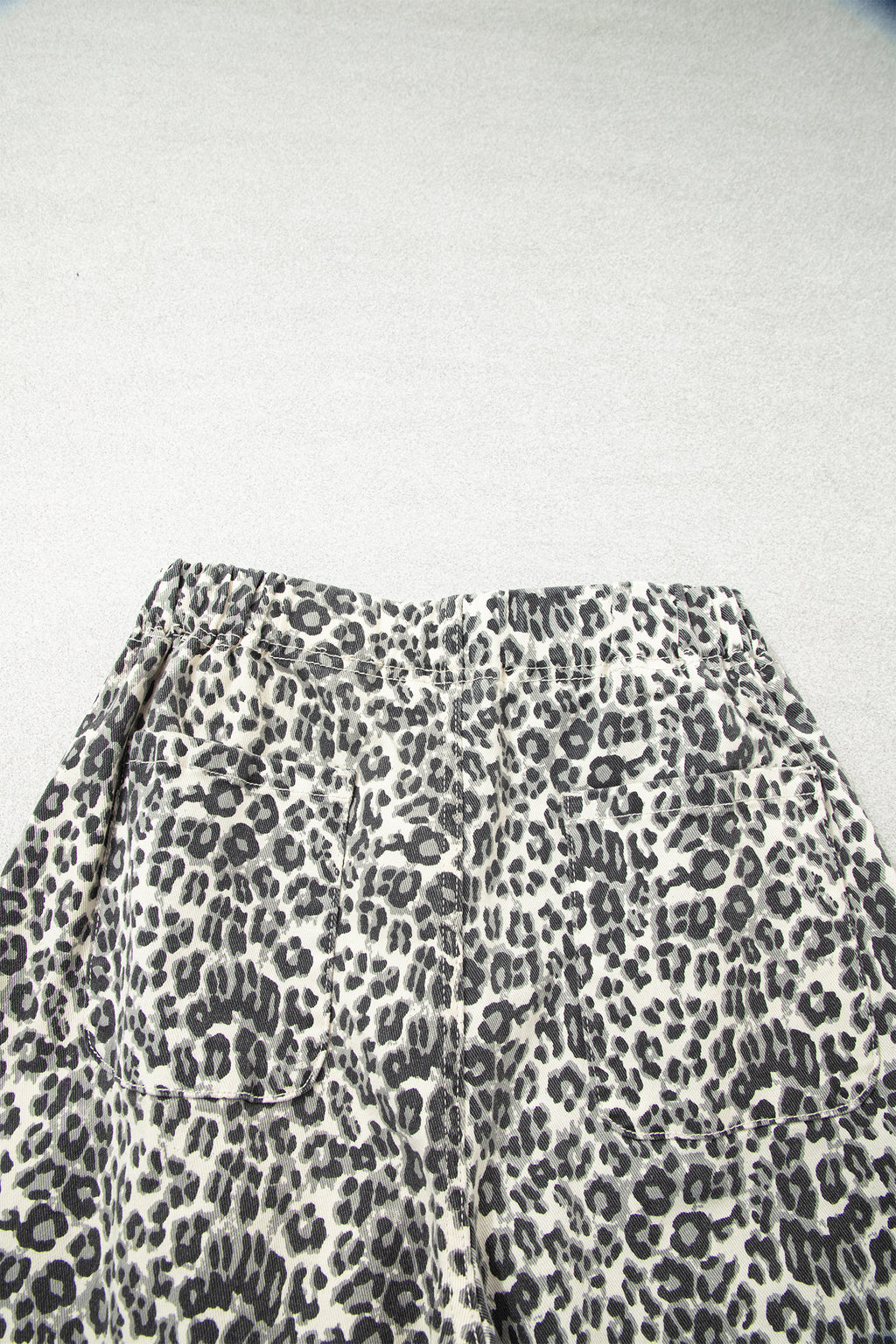 Brown Leopard Print Rainbow Striped Detail Buttoned Loose Jogger Jeans