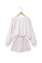 Yellow Plaid Baggy Pullover Drawstring Casual Shorts 2pcs Outfit