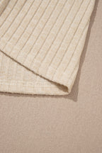 Apricot Solid Color Ribbed Knit Cowl Neck Long Sleeve Top