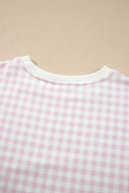 Yellow Plaid Baggy Pullover Drawstring Casual Shorts 2pcs Outfit