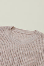 Parchment Cable Knit Sleeve Drop Shoulder Sweater
