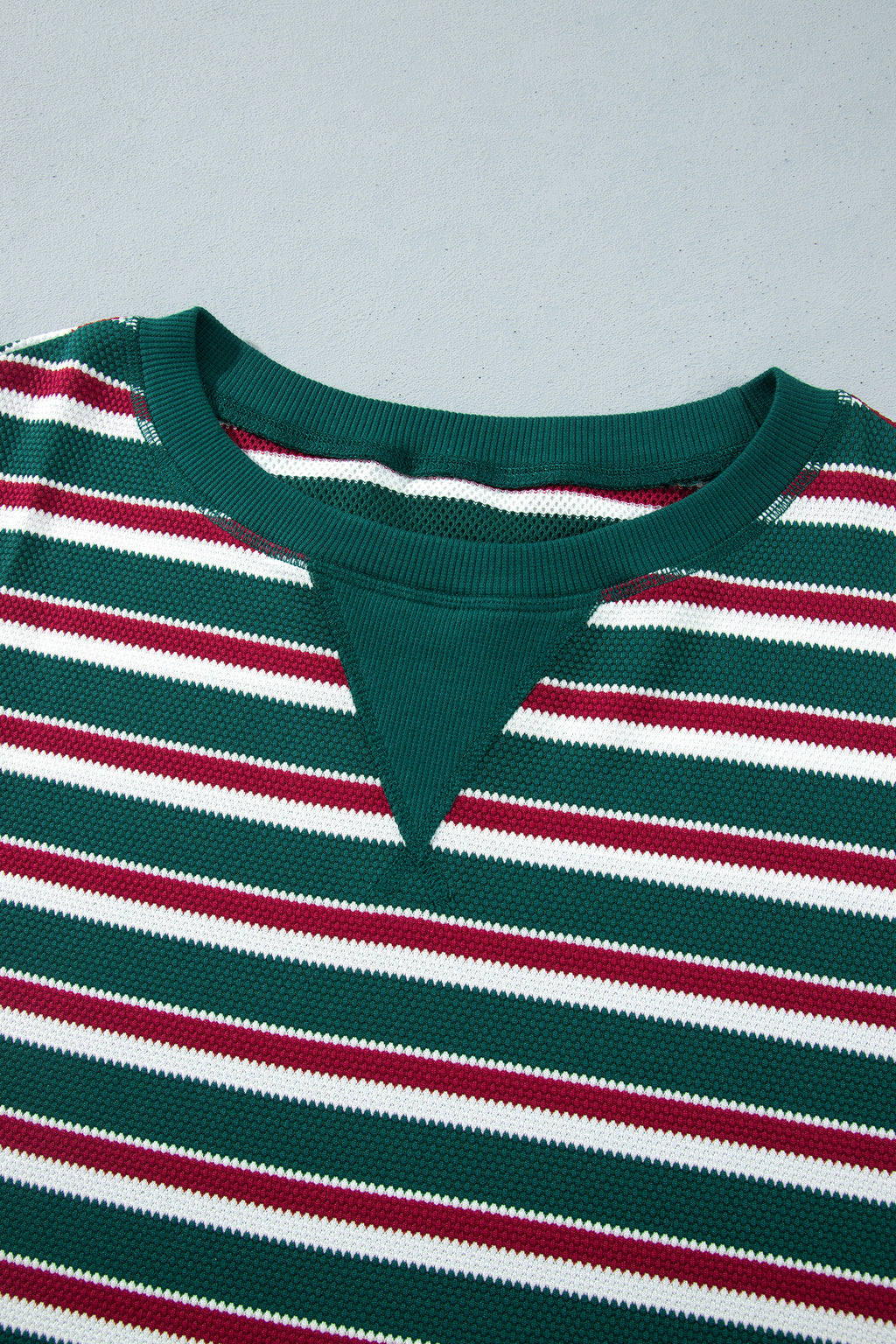Green Stripe Striped Colorblock Round Neck Long Sleeve Shift Plus Size Sweatshirt