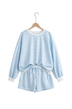 Yellow Plaid Baggy Pullover Drawstring Casual Shorts 2pcs Outfit