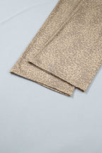 Khaki Leopard Star Print Long Sleeve Loose Casual Two Piece Pants Set