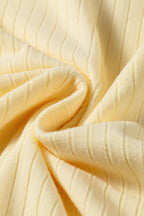 Yellow Ribbed Knit Color Block Trim Tee and Drawstring Skirt Set