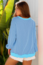 Strawberry Pink Twisted Rib Uneven Hem Drop Shoulder Loose Knit Top