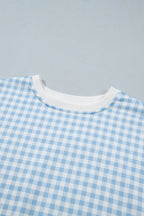 Yellow Plaid Baggy Pullover Drawstring Casual Shorts 2pcs Outfit