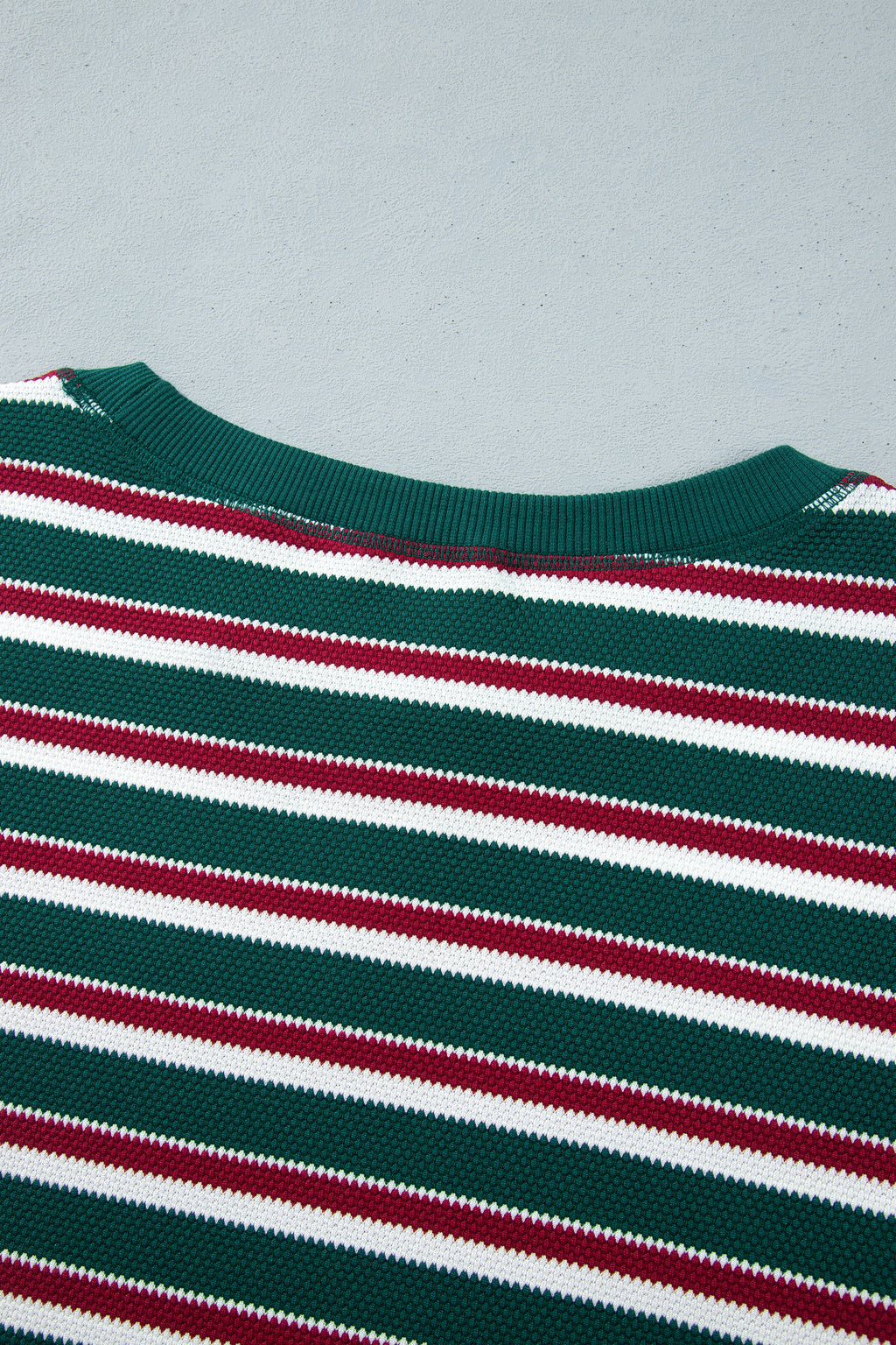 Green Stripe Striped Colorblock Round Neck Long Sleeve Shift Plus Size Sweatshirt