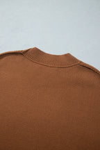 Chestnut Oversized Ribbed Knit Long Sleeve Tunic Plus Size Sweater