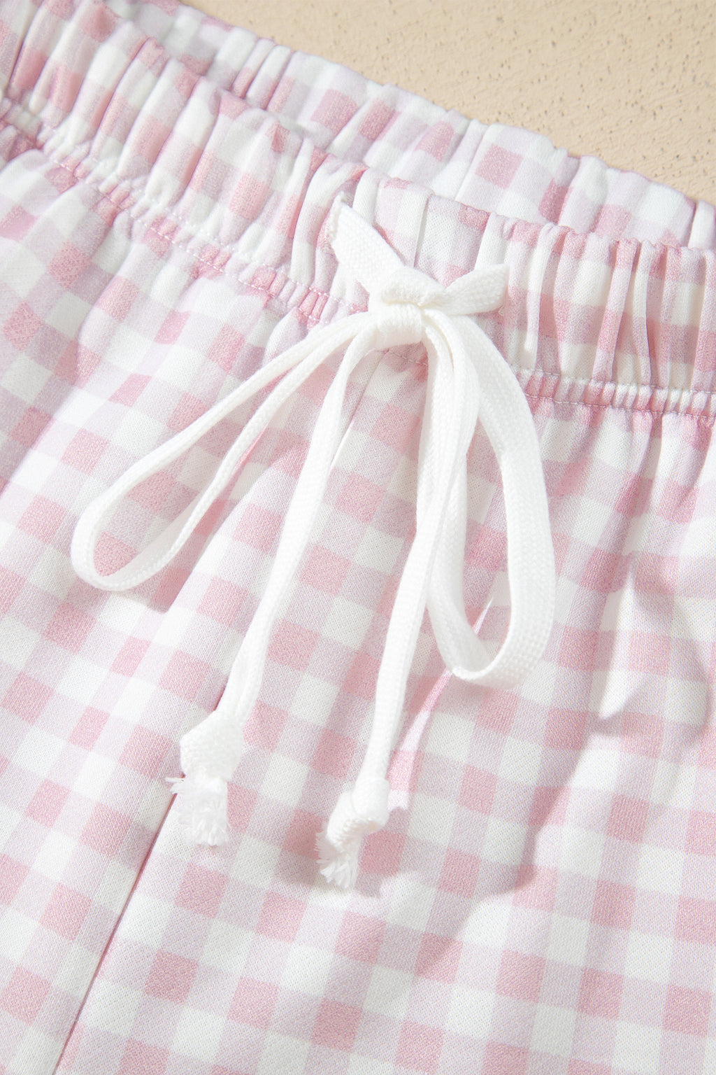 Yellow Plaid Baggy Pullover Drawstring Casual Shorts 2pcs Outfit